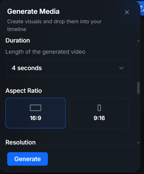 Video length and resolution