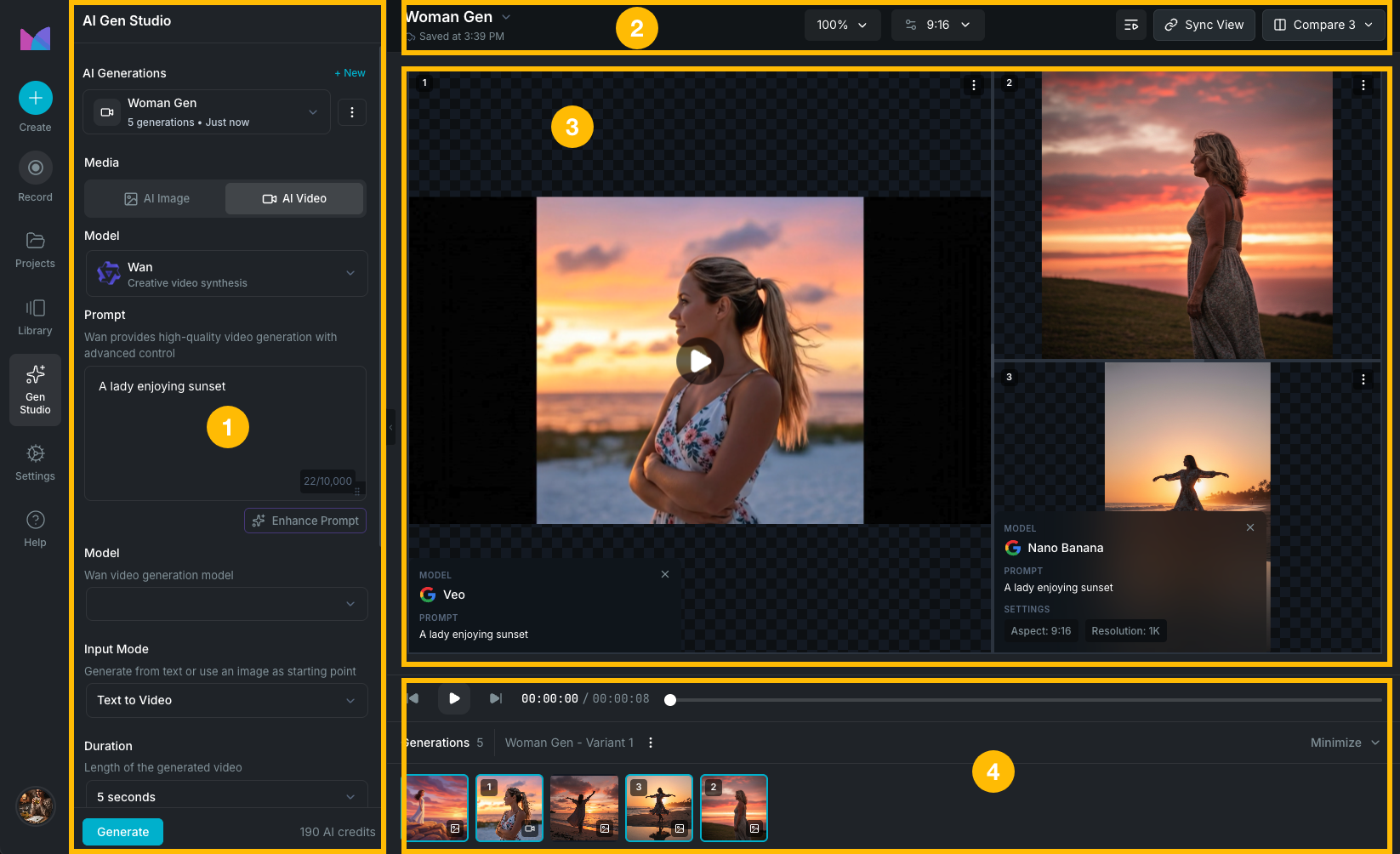AI Gen Studio workspace