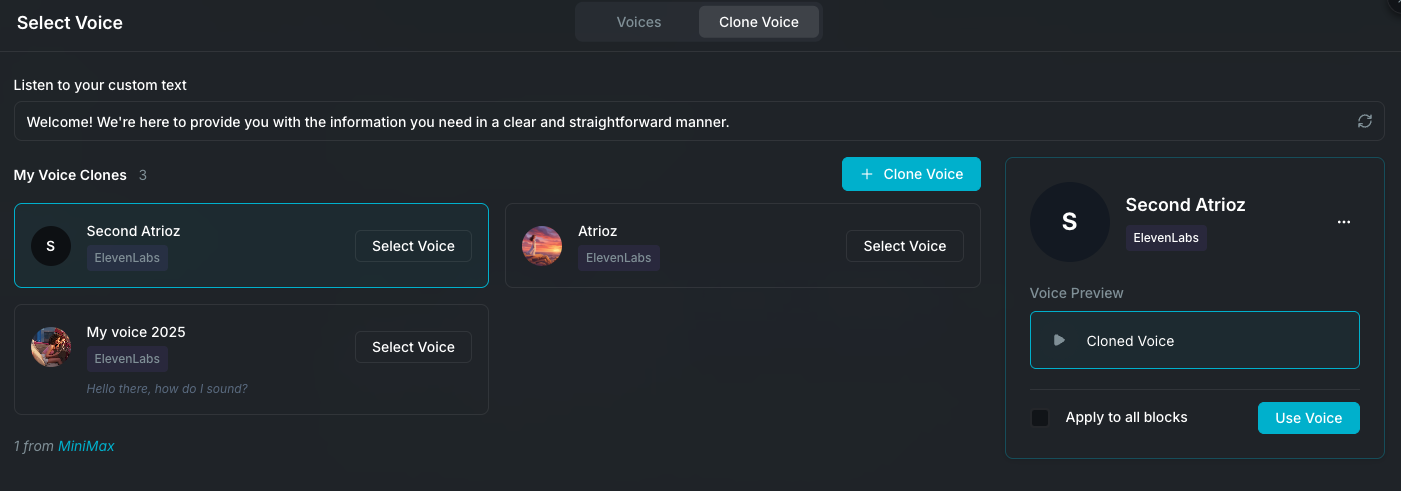 Voice cloning workflow