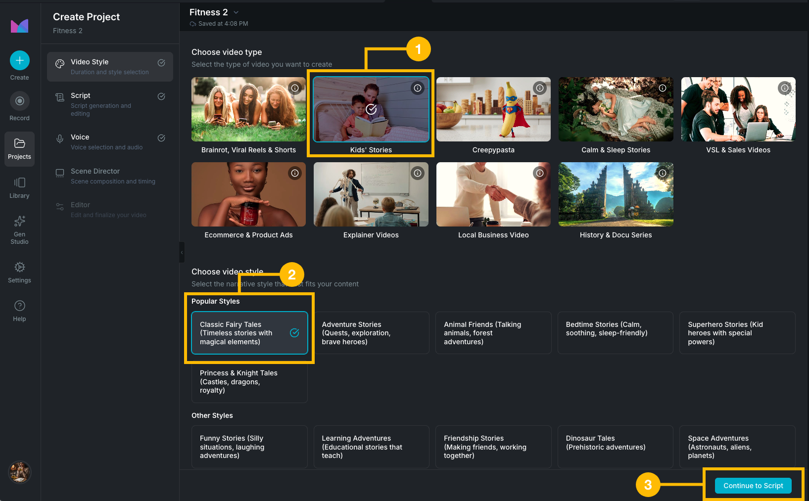 the guided creation flow