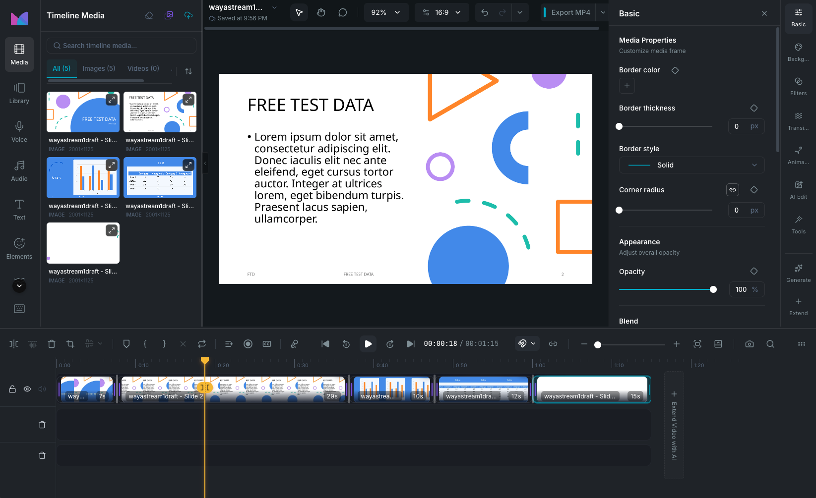 the timeline after document import