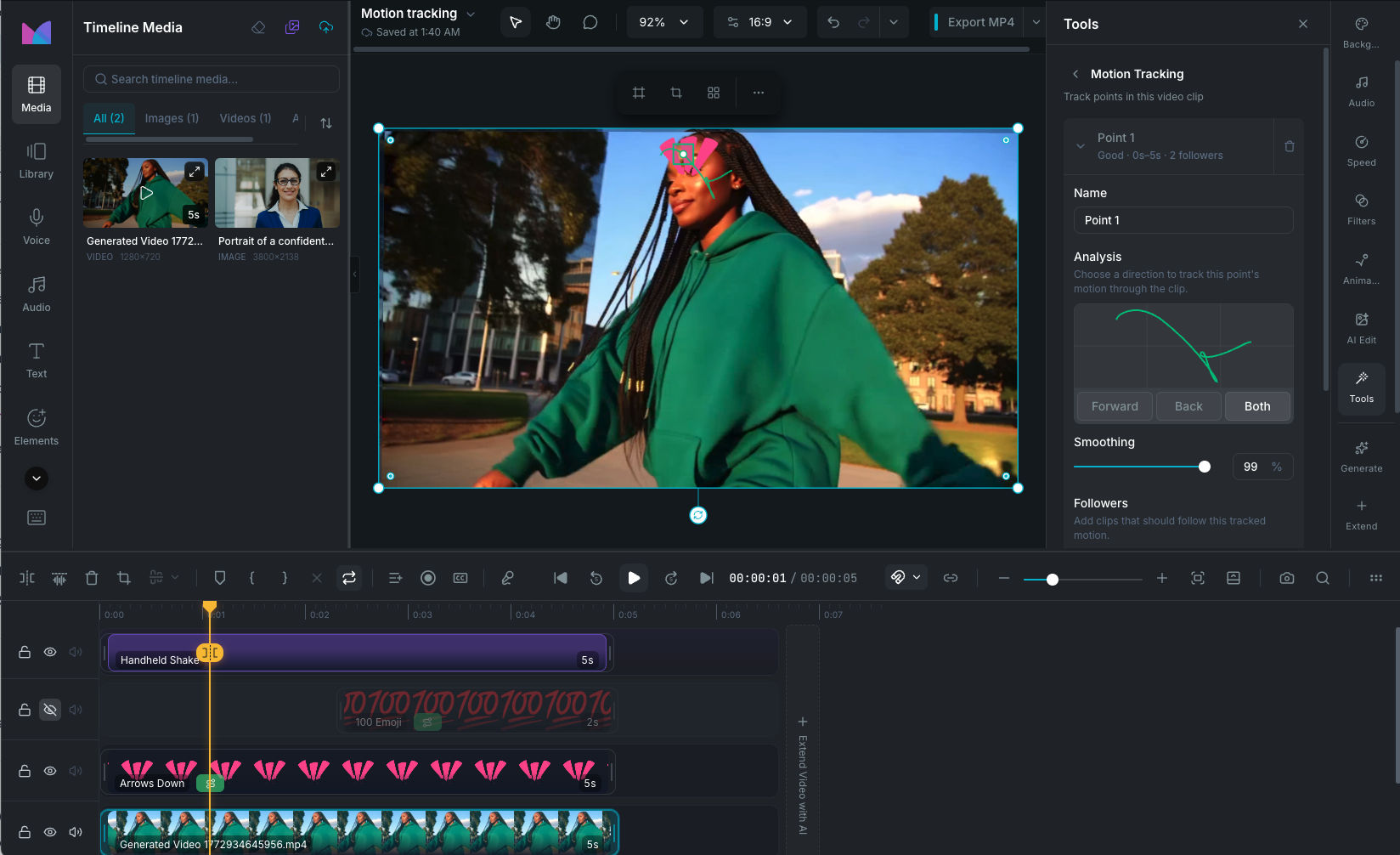 Motion Tracking panel