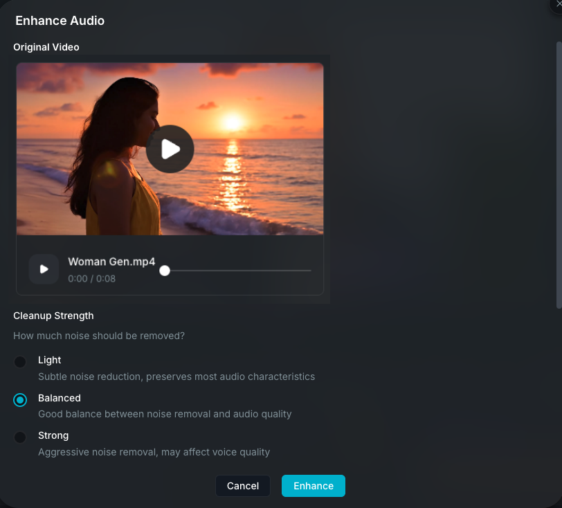 Voice Enhancement modal
