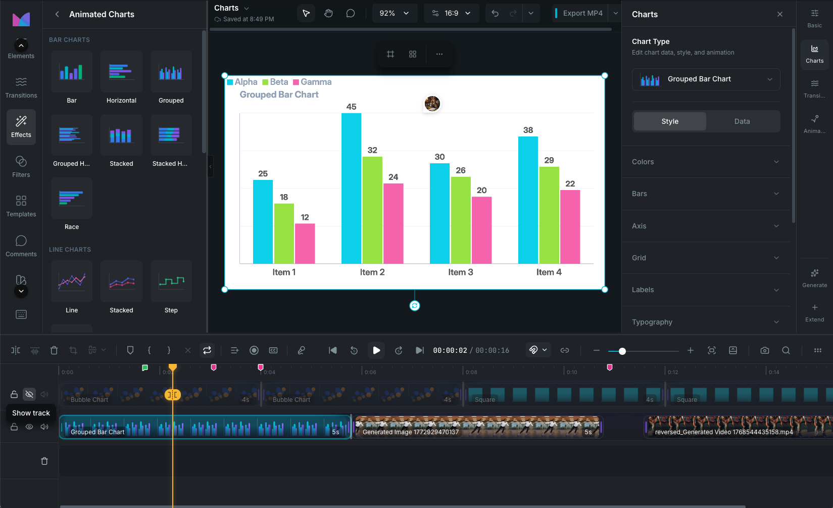 Charts in the editor