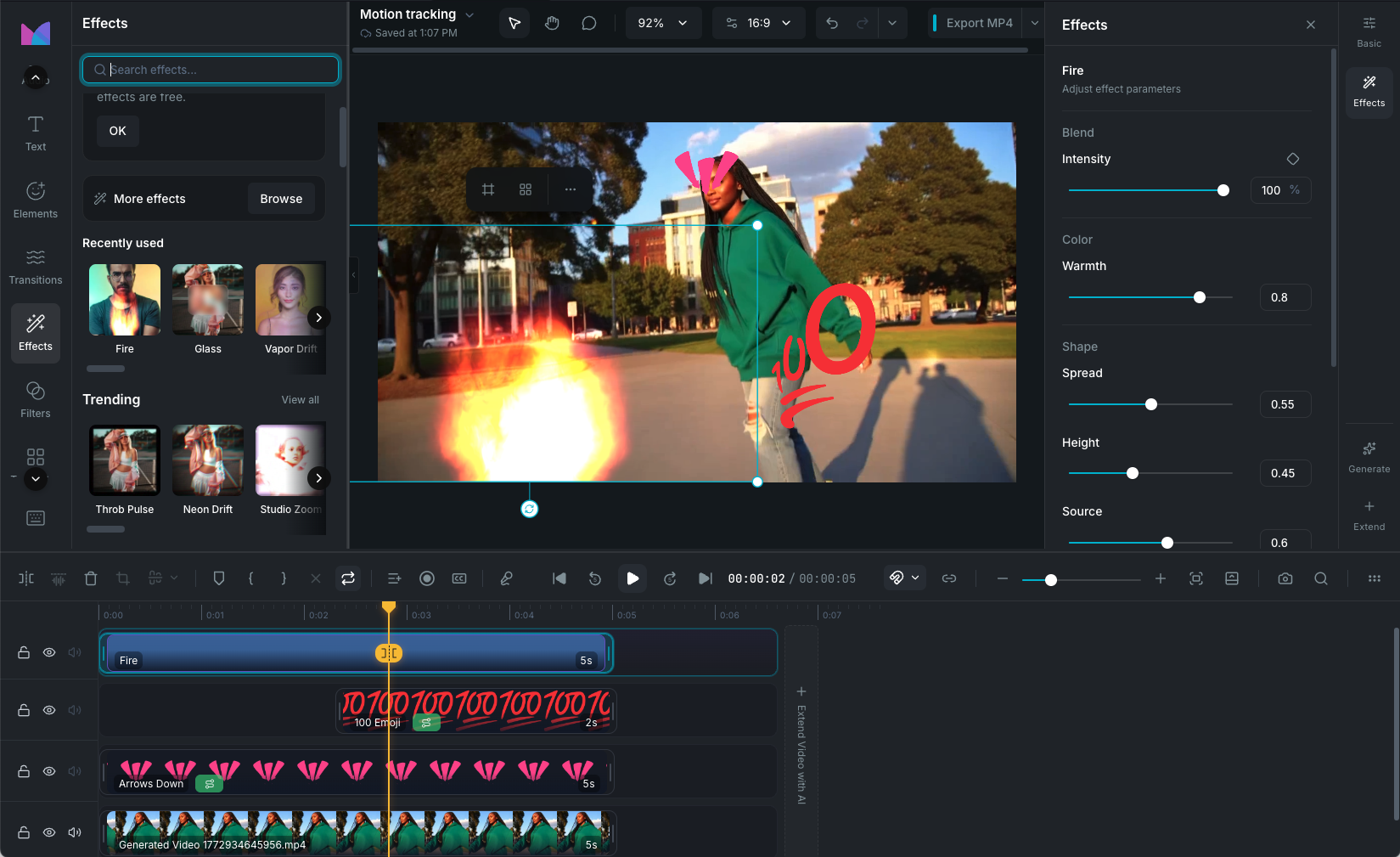 Visual effects panel