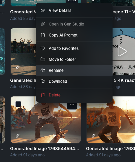 Media action menu