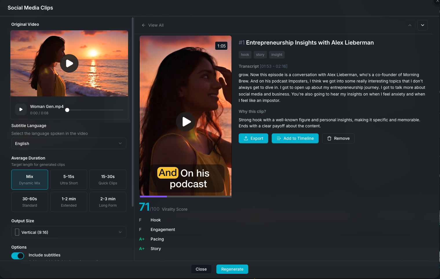 Social Clips review grid