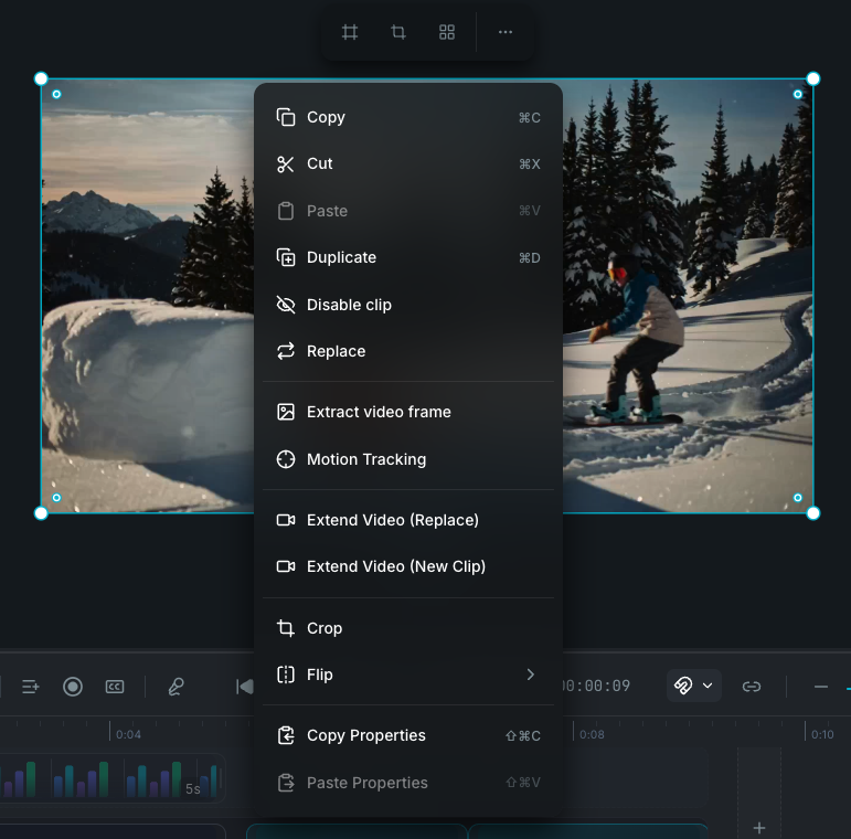Canvas context menu