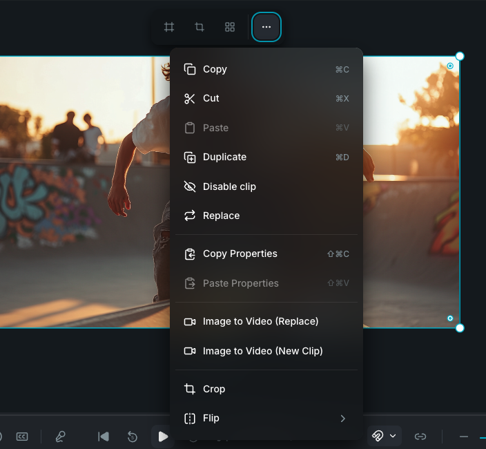 Selection toolbar